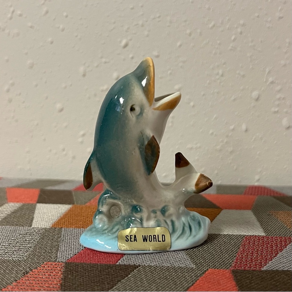 Vintage Sea World Toothpick Holder - Mini Figure Dolphin - Kelvin's Bone China